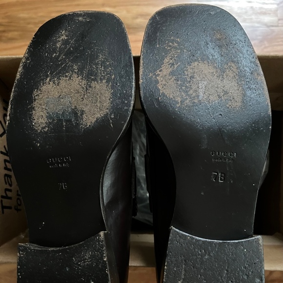 Vintage Gucci square toe leather loafters women’s size 7B Italy - Picture 5 of 14